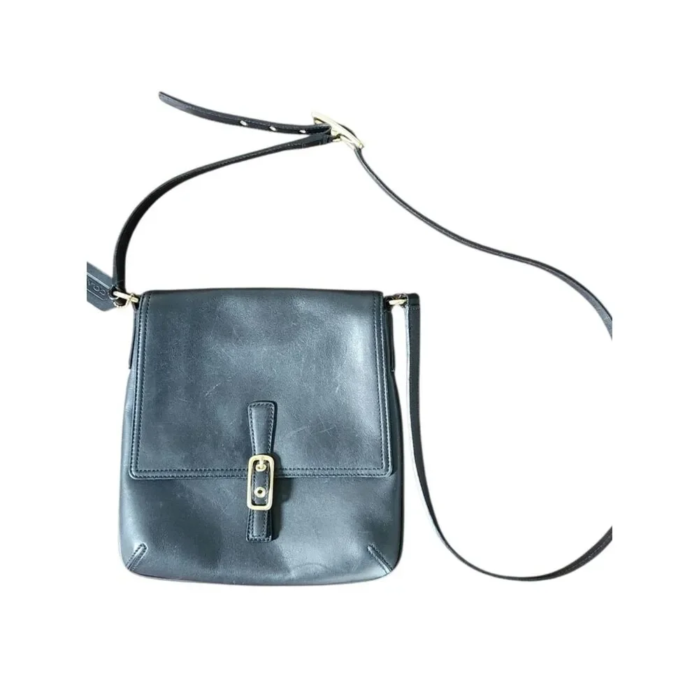 Vintage Coach Purse Shoulder Legacy Slim Black Leather Flap Crossbody 9592 EUC
